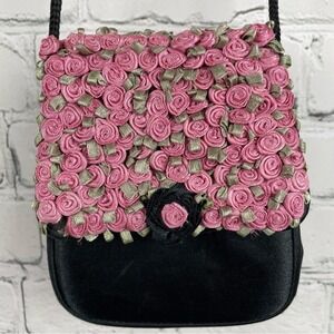 JULIE FELDMAN Pink Rosebuds Satin Small Purse